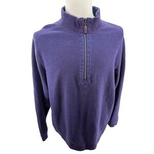 Tommy Bahama‎ Mens Pullover Purple Quarter Zip Sweater Reversible Size Large